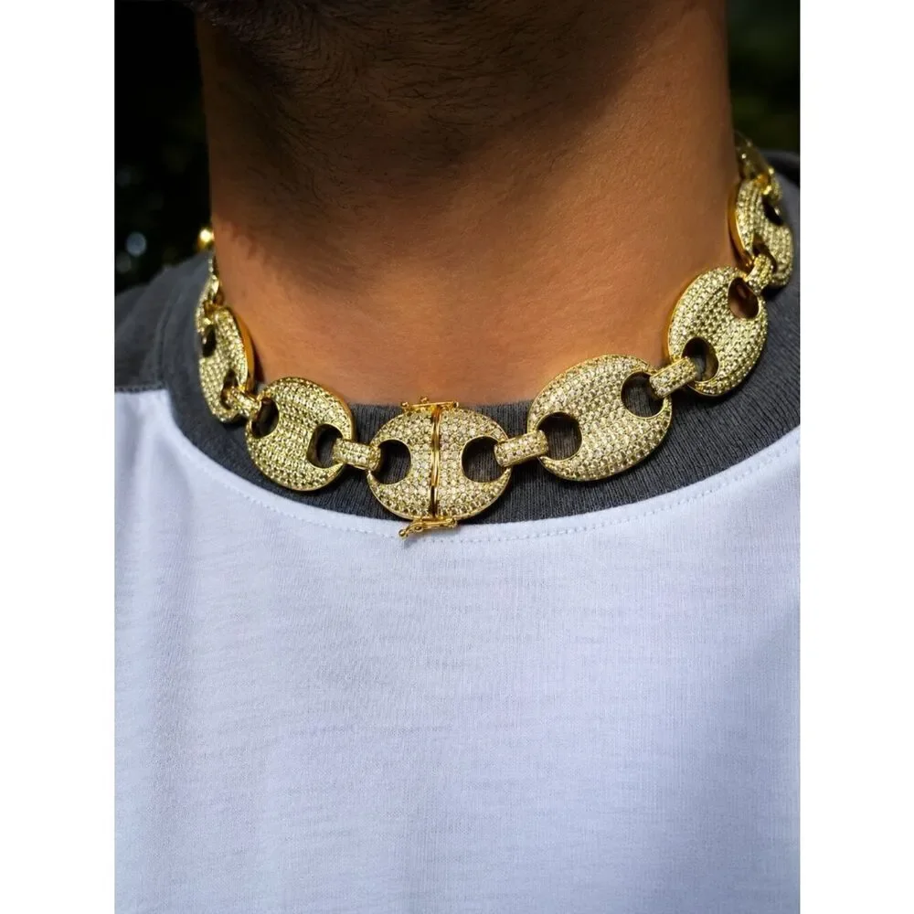 14k Gp Massive 24mm G-Link Lab Diamond Necklace